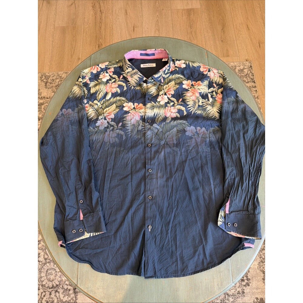 Tommy Bahama Big & Tall Floral Hawaiian Shirt Long Sleeve XXL TTG